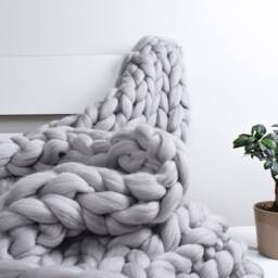 Handmade Merino Wool Chunky Knit Blanket Cozy Home Decor - thumbnail 2