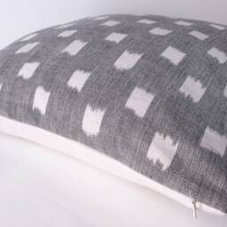 Kufri Rex in Gray, Designer Pillow Cover, Geometric Dot Off White/Gray Cushion Covers, High End Pillows, Boho Tribal Decorative Pillows - thumbnail 2