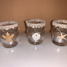 Set Of 3 Beach Votive Candles, Votive Tea Light Holders, Wedding Decor, Favors, Decor - thumbnail 3