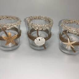Set Of 3 Beach Votive Candles, Votive Tea Light Holders, Wedding Decor, Favors, Decor - thumbnail 2