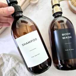 Personalised Amber Glass Soap Dispenser. Refillable Shampoo Bottle 300Ml 500Ml - thumbnail 4