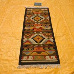 Green Turkish Kilim Rug 2.6x6 Ft Anatolian Multi Color Bohemian Flatweave Traditional Small Runner - thumbnail 3