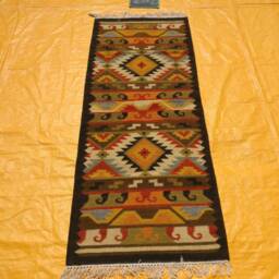 Green Turkish Kilim Rug 2.6x6 Ft Anatolian Multi Color Bohemian Flatweave Traditional Small Runner - thumbnail 2