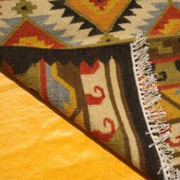 Green Turkish Kilim Rug 2.6x6 Ft Anatolian Multi Color Bohemian Flatweave Traditional Small Runner - thumbnail 4