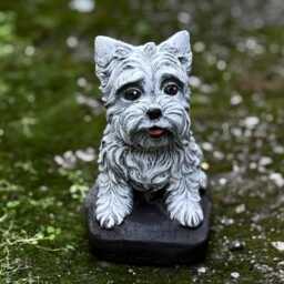 Stone Yorkie Dog Statue Concrete Garden Outdoor Yorkshire Terrier Ornament Cement Westie Animal Sculpture Pet Lover Gift - thumbnail 4