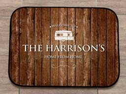 Personalised Caravan Mat - Wood Effect, Mobile Caravan Trailer Door 44cm X 32cm Indoor Use - thumbnail 1