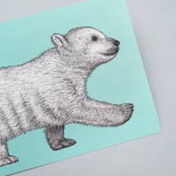 Cute Polar Bear A4 Art Print in Light Blue // Nursery Wall Art, Print, Cute Animal - thumbnail 2