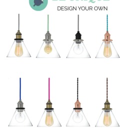 Plug in Glass Cone Shade Pendant Light - in Lamp Custom Design Your Own Any Cord Length Colors - thumbnail 2