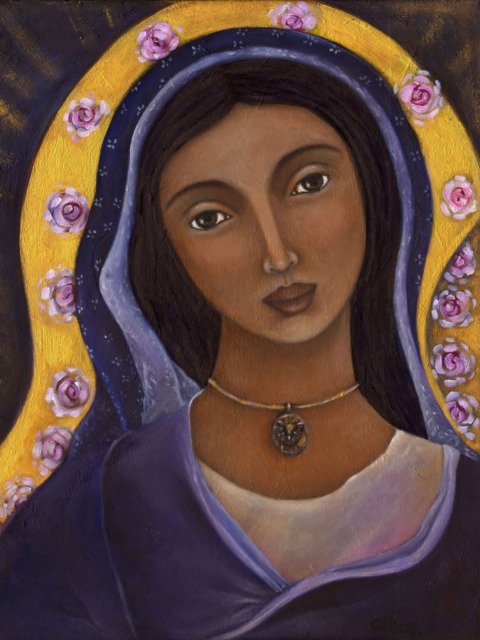 Mother Mary Painting Print- Virgin Art - Blessed Gifts Altar Catholic Sacred -Alter Decor - image 1