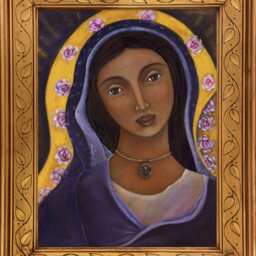 Mother Mary Painting Print- Virgin Art - Blessed Gifts Altar Catholic Sacred -Alter Decor - thumbnail 3