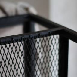 Woven Beige Velvet Bench - Metal Shoe Rack, Entryway Storage - thumbnail 2