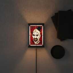Art The Clown Terrifier Lamp, Unique Horror Movie Fan Lantern, Stained Glass Style Resin Tabletop Decor, Scary Gift - thumbnail 4