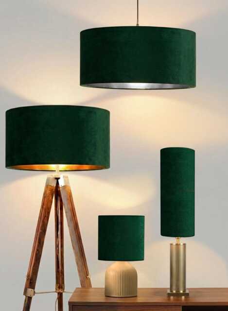 New Luxury Velvet Bottle Dark Green Lamp Shade & Pendant Light With Metallic Panels Lining Suitable For Tables Ceiling - image 1