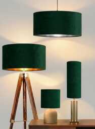 New Luxury Velvet Bottle Dark Green Lamp Shade & Pendant Light With Metallic Panels Lining Suitable For Tables Ceiling