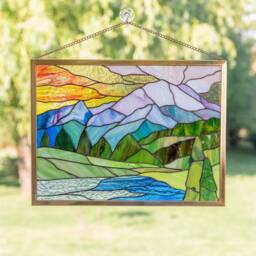 Glacier National Park Stained Glass Window Hangings Gifts For Husband Landscape Wall Art