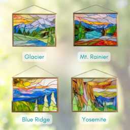 Glacier National Park Stained Glass Window Hangings Gifts For Husband Landscape Wall Art - thumbnail 2