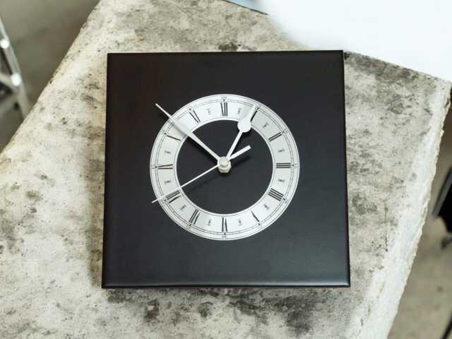 Black Square Wall Clock With Silver Dial - Contemporary Home Decor Non-Ticking/Sweeping Hands - image 1