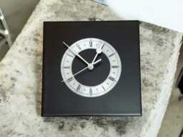 Black Square Wall Clock With Silver Dial - Contemporary Home Decor Non-Ticking/Sweeping Hands - thumbnail 1