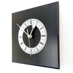 Black Square Wall Clock With Silver Dial - Contemporary Home Decor Non-Ticking/Sweeping Hands - thumbnail 3