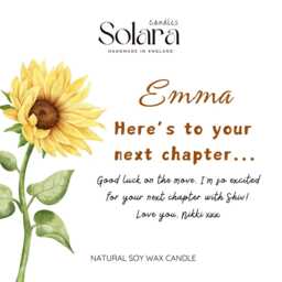 Sun Flower New Chapter Job Candle Gift Personalised Scented Soy Wax - thumbnail 2