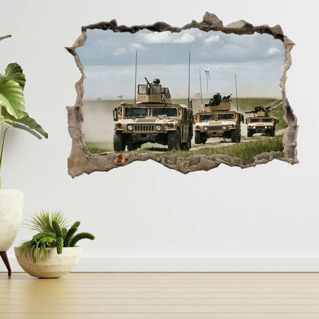Fighting Machine Army Military 3D Smashed View Wall Sticker Poster Decal A918 - image 1