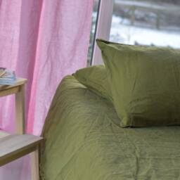Duvet Cover Set & Pillow With Envelope Closures Green Khaki Color Stone Washed Seamless Full King Quilt Linen Duvet Cover Full - thumbnail 4