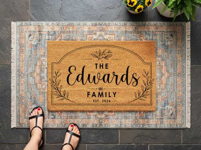 Botanical Arch Border Est Date - Custom Family Name Established Mat - image 1