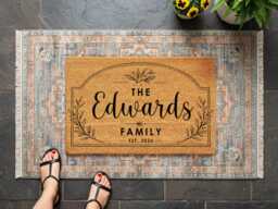 Botanical Arch Border Est Date - Custom Family Name Established Mat - thumbnail 1