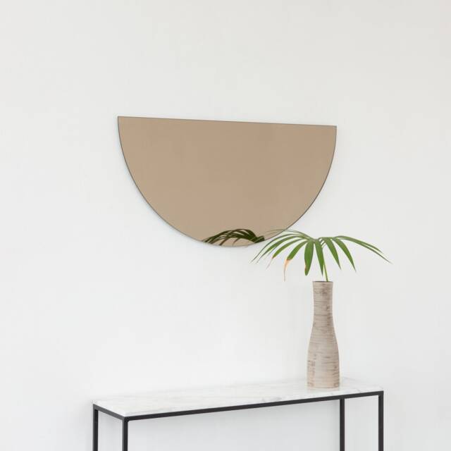 Luna??? Half-Moon Bronze Tinted Contemporary Frameless Mirror, Regular - image 1