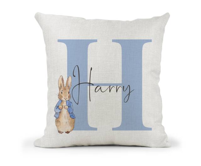 Personalised Peter Rabbit Cushionboys Name & Intial Birthday Giftbedroom Decorson Grandson Nephew Keepsake - image 1