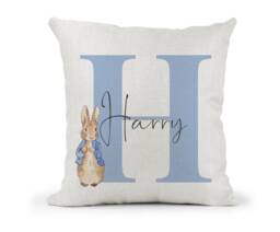 Personalised Peter Rabbit Cushionboys Name & Intial Birthday Giftbedroom Decorson Grandson Nephew Keepsake - thumbnail 1