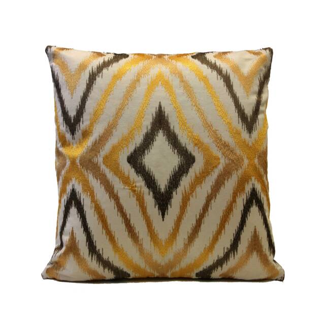 Off White/Ivory Pillow Throw Cover, Cushion Cotton Blend, Gold/Tan/Brown Silk Embroidered Pillow Luxury Designer - image 1