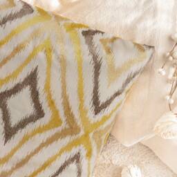 Off White/Ivory Pillow Throw Cover, Cushion Cotton Blend, Gold/Tan/Brown Silk Embroidered Pillow Luxury Designer - thumbnail 2