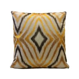 Off White/Ivory Pillow Throw Cover, Cushion Cotton Blend, Gold/Tan/Brown Silk Embroidered Pillow Luxury Designer - thumbnail 1