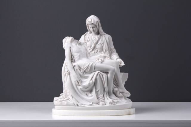 Pieta Statue By Michelangelo - Christian Gift Religious Statues in Bonded Marble Jesus Christ Art Decor Made Europe - 22.5cm/8.8 - image 1