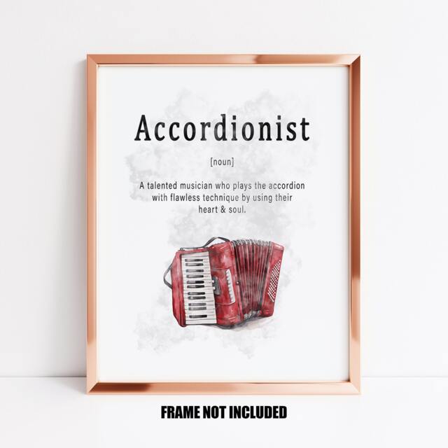 Accordionist Definition Art Print, Gift For Accordion Player, Decor, Music Room Accordionist, Teacher - image 1