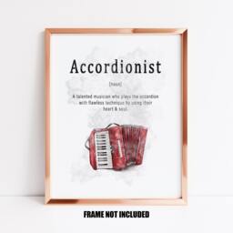 Accordionist Definition Art Print, Gift For Accordion Player, Decor, Music Room Accordionist, Teacher - thumbnail 1