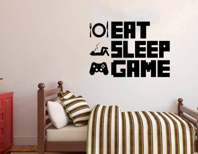Gamer Wall Decal Eat Sleep Game Controller Vinyl Sticker 2914 - image 1