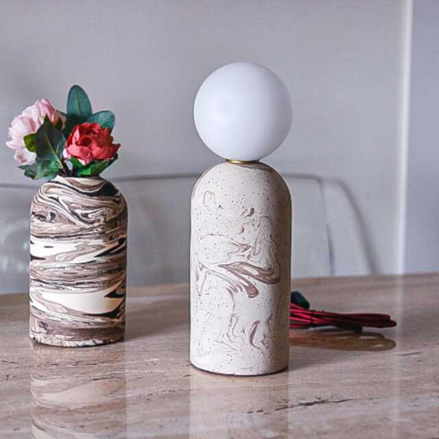 Ceramic Table Lamp - Unique Bedside Minimalistic Lamps Housewarming Gift Bedside - image 1