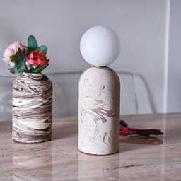 Ceramic Table Lamp - Unique Bedside Minimalistic Lamps Housewarming Gift Bedside - thumbnail 1