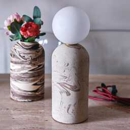 Ceramic Table Lamp - Unique Bedside Minimalistic Lamps Housewarming Gift Bedside - thumbnail 4