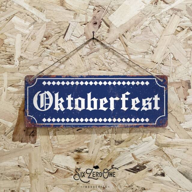 Oktobberfest - Metal Signs. Vintage Worn Rusty Look Print Willkommen Biergarten Beer Garden Patio Mancave Kitchen Small - image 1