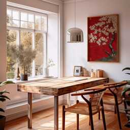 Red Japanese Cherry Blossom Print, Sakura Floral Wall Art, Gold Dust Abstract Flower Print - thumbnail 3