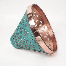 Oxidized Cone Copper Lampshade Polished Accent, Patio Light Fixture - thumbnail 3
