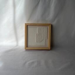 Textured Cream Fiber Wall Hanging Pine Frame Wabi Sabi Art - thumbnail 4