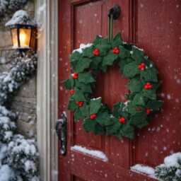 Decorative Holly Wreath - Christmas Needle Felted Wool Felt Fair Trade Sustainable Home Decor