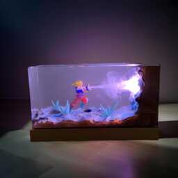 Anime Warrior Energy Resin Night Light Handcrafted Action Scene Led Lamp - thumbnail 2