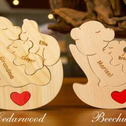 Personalized Wooden Mommy Rolling Bear Family Puzzle, Gift For Mommy & Unique Puzzle, Baby Cuddle Gift Granny, New Borns - thumbnail 2