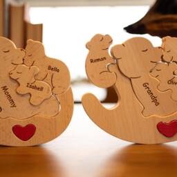 Personalized Wooden Mommy Rolling Bear Family Puzzle, Gift For Mommy & Unique Puzzle, Baby Cuddle Gift Granny, New Borns - thumbnail 3