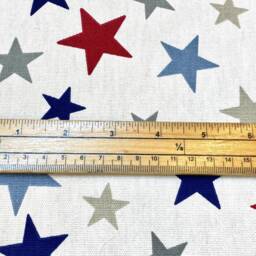 1124. Handmade Blue Red Stars 100% Cotton Cushion Cover, 16x16 - thumbnail 2